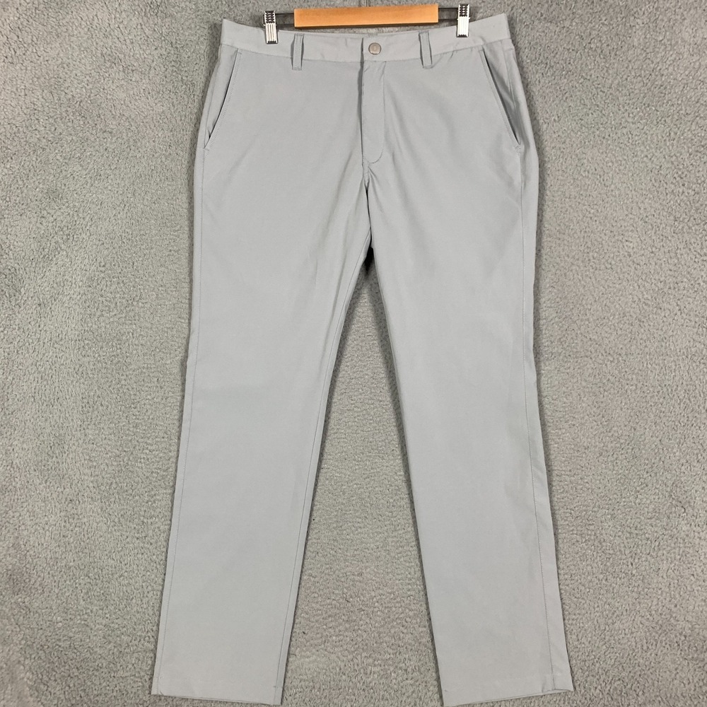 Bonobos Highland Golf Pants Men's 35 x 32 Light Gray Slim Straight Tech UPF 50